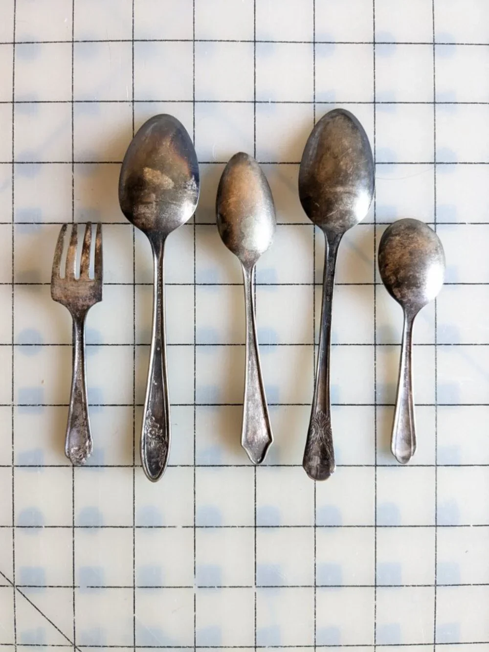 Set of 5 Silverplate Flatware - Spoons and a Fork Vintage